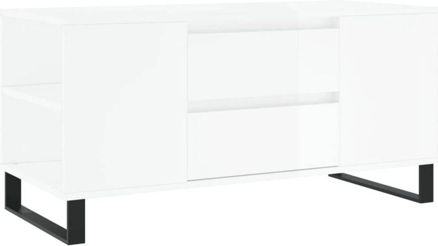 VidaXL -Salontafel-102x44 5x50-cm-bewerkt-hout-hoogglans-wit