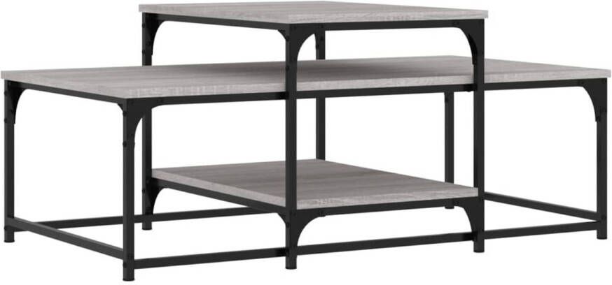 VIDAXL Salontafel 102x60x45 cm bewerkt hout grijs sonoma eikenkleurig