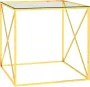 VidaXL Salontafel 55x55x55 cm roestvrij staal en glas goudkleurig - Thumbnail 1