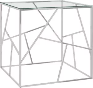 VidaXL Salontafel 55x55x55 cm roestvrij staal en glas zilverkleurig