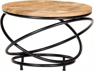 VidaXL Salontafel 60x60x40 Cm Massief Ruw Mangohout Zwart