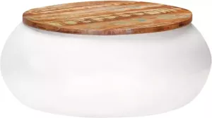 VidaXL Salontafel 68x68x30 Cm Massief Gerecycled Hout Wit