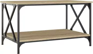 VidaXL Salontafel 80x50x45 Cm Bewerkt Hout En Ijzer Sonoma Eikenkleur
