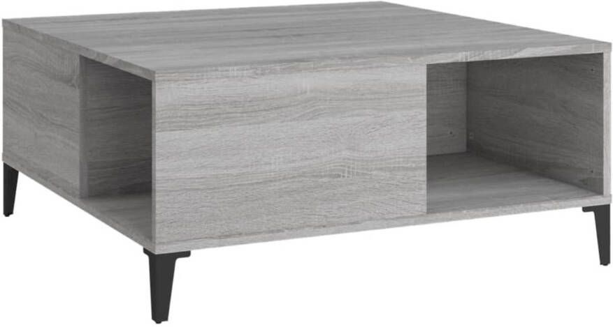 VIDAXL Salontafel 80x80x36 5 cm bewerkt hout grijs sonoma eikenkleurig