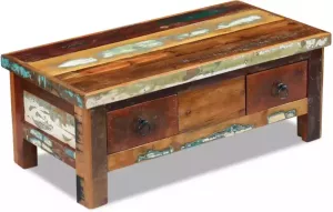 VidaXL Salontafel met lades 90x45x35 cm massief gerecycled hout