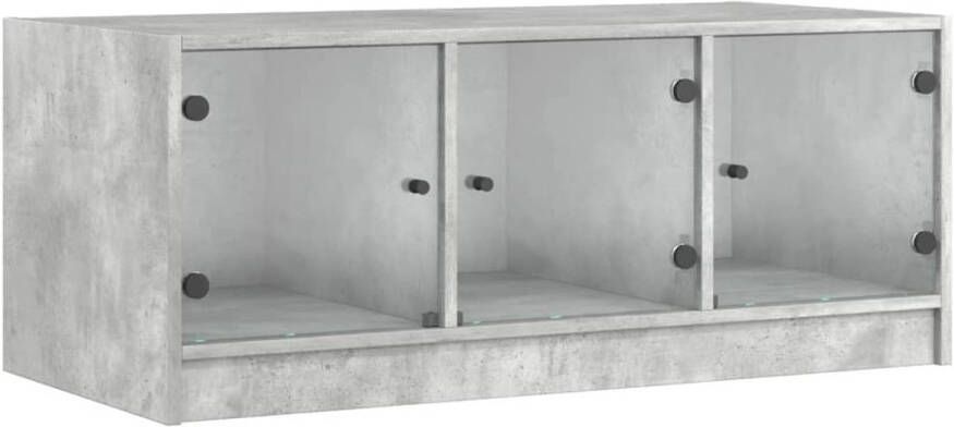 VidaXL -Salontafel-met-glazen-deuren-102x50x42-cm-betongrijs