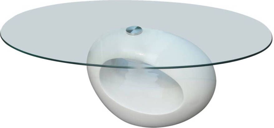 VIDAXL Salontafel met ovaal glazen tafelblad hoogglans wit