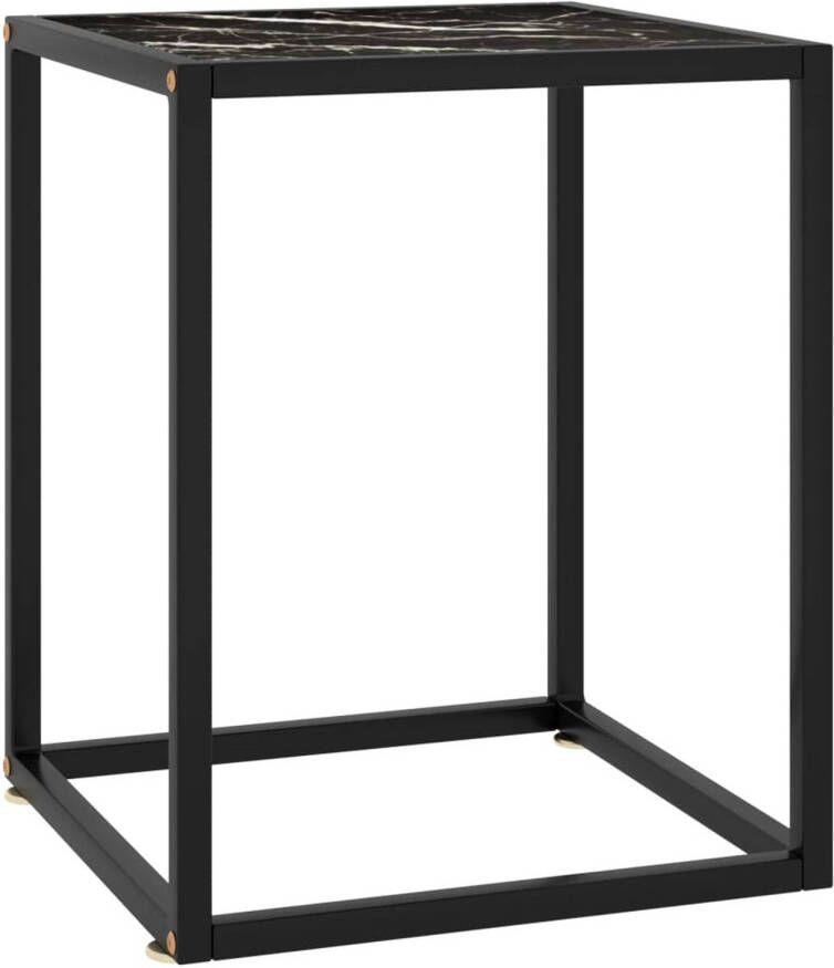 VidaXL -Salontafel-met-zwart-marmerglas-40x40x50-cm-zwart