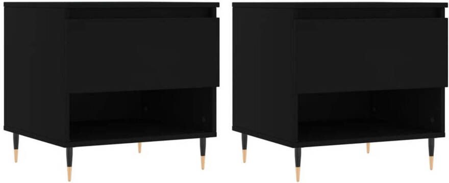VIDAXL Salontafels 2 st 50x46x50 cm bewerkt hout zwart