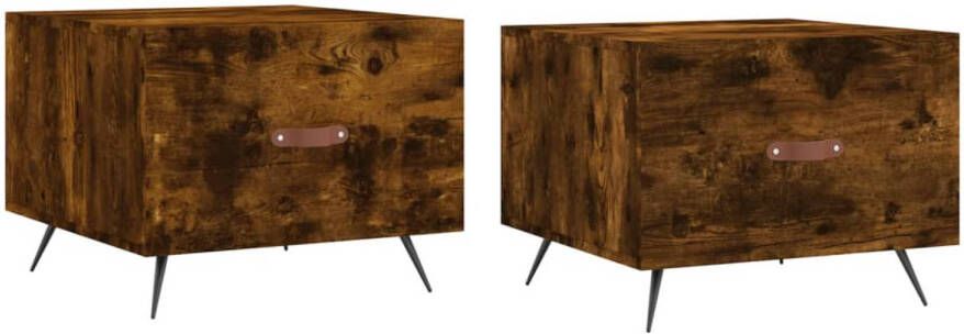 VidaXL -Salontafels-2-st-50x50x40-cm-bewerkt-hout-gerookt-eikenkleurig