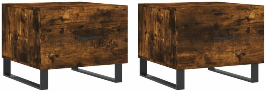 VidaXL -Salontafels-2-st-50x50x40-cm-bewerkt-hout-gerookt-eikenkleurig - Foto 2