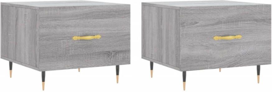 VidaXL -Salontafels-2-st-50x50x40-cm-bewerkt-hout-grijs-sonoma-eiken - Foto 2