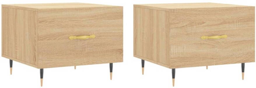 VidaXL -Salontafels-2-st-50x50x40-cm-bewerkt-hout-sonoma-eikenkleurig