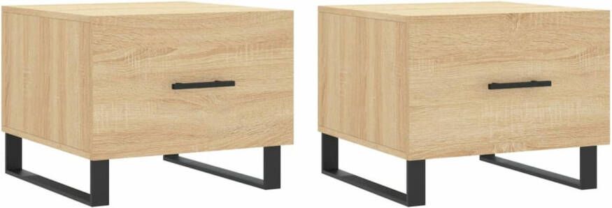 VidaXL -Salontafels-2-st-50x50x40-cm-bewerkt-hout-sonoma-eikenkleurig - Foto 2