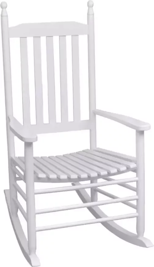VIDAXL Schommelstoel met gebogen zitting hout wit