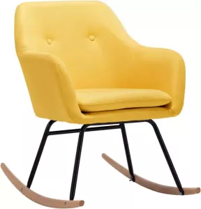 VidaXL Schommelstoel stof mosterdgeel