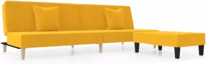 VidaXL Slaapbank 2-zits met 2 kussens en voetenbank fluweel geel