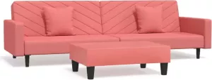 VidaXL Slaapbank 2-zits met 2 kussens en voetenbank fluweel roze