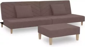 VidaXL Slaapbank 2-zits Met 2 Kussens En Voetenbank Stof Taupe