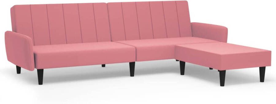 VidaXL Slaapbank 2-zits met voetenbank fluweel roze
