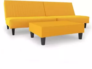 VidaXL Slaapbank 2-zits met voetenbank fluweel geel