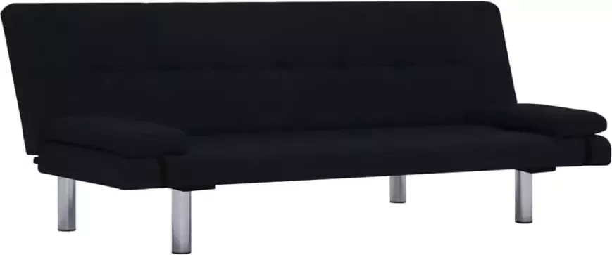 VidaXL -Slaapbank-met-twee-kussens-polyester-zwart