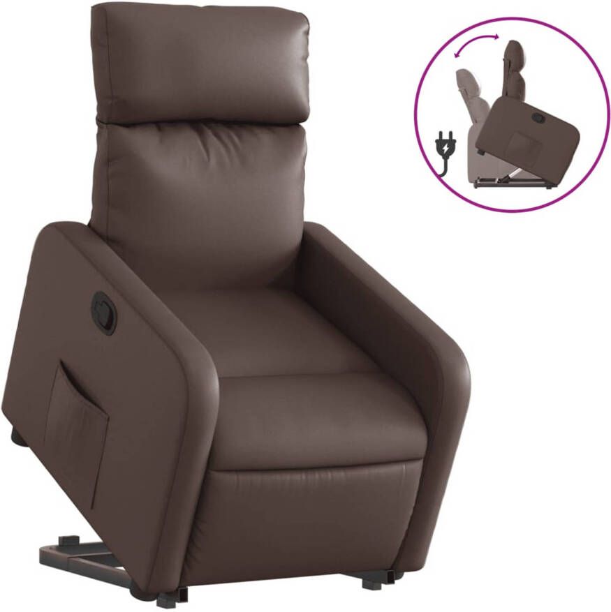 VIDAXL Sta-op-fauteuil verstelbaar kunstleer bruin