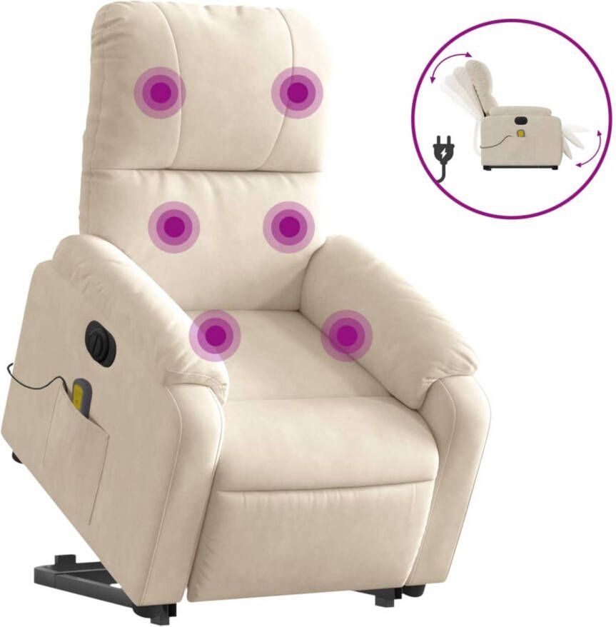 VidaXL Elektrische Sta-op-massagestoel Elektrische Sta-op-massagestoelen Sta-opstoel Staopstoel Sta-op-massagestoel elektrisch verstelbaar microvezelstof beige