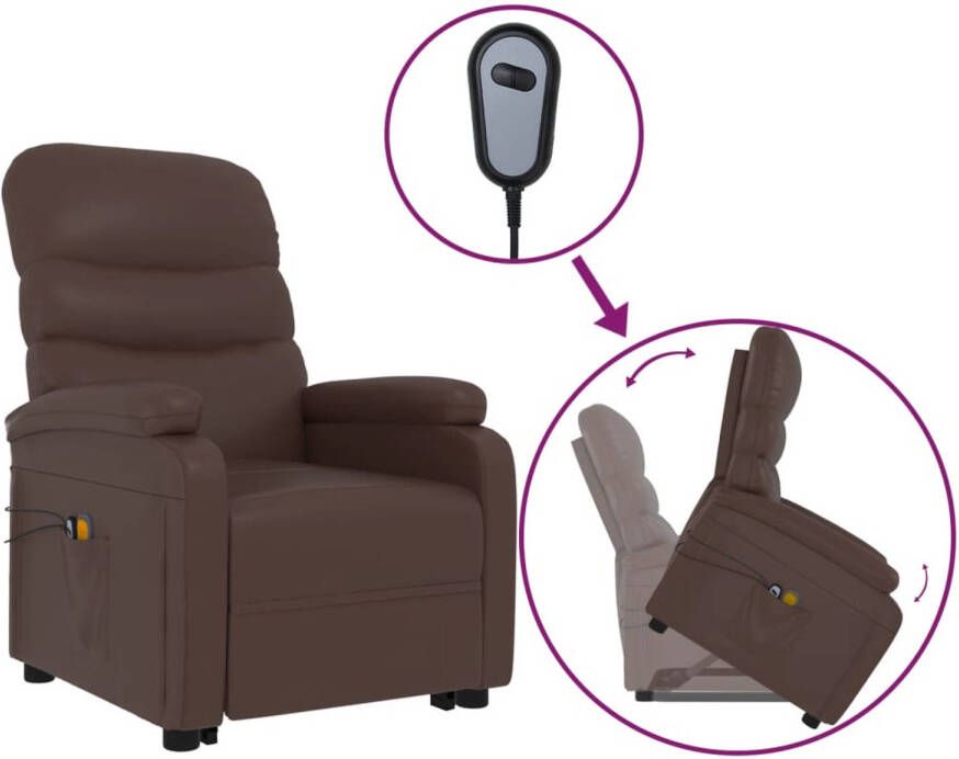 VidaXL -Sta-op-massagestoel-kunstleer-bruin
