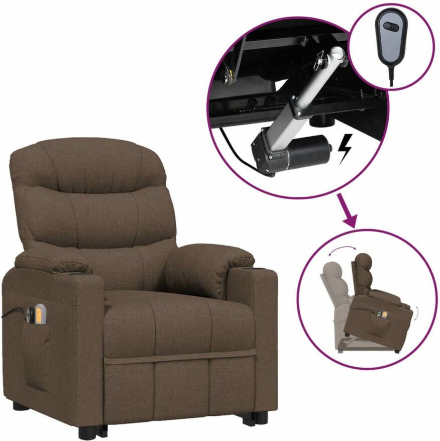 VidaXL Sta-op-massagestoel elektrisch verstelbaar stof bruin