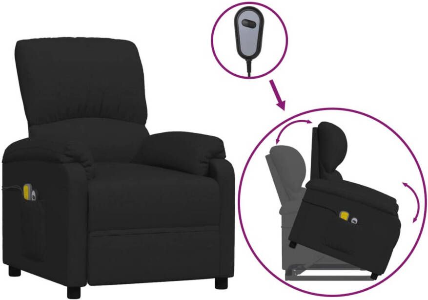 VidaXL -Sta-op-massagestoel-stof-zwart