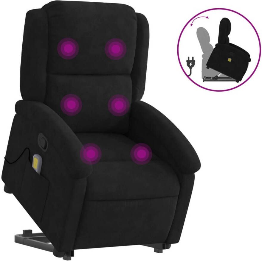 Vida XL vidaXL Sta-op-massagestoel verstelbaar fluweel zwart-VXL-3204317