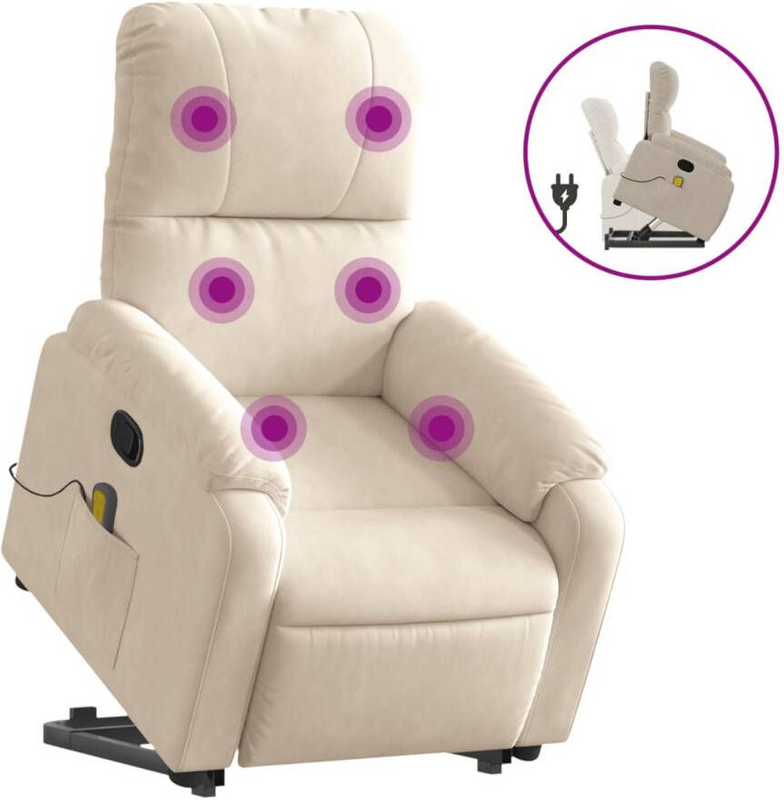 VidaXL Sta-op-massagestoel verstelbaar microvezelstof beige