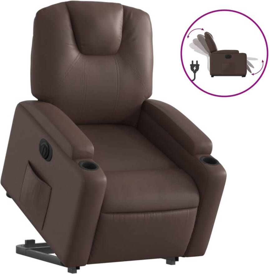 VidaXL Sta-op-stoel elektrisch kunstleer bruin