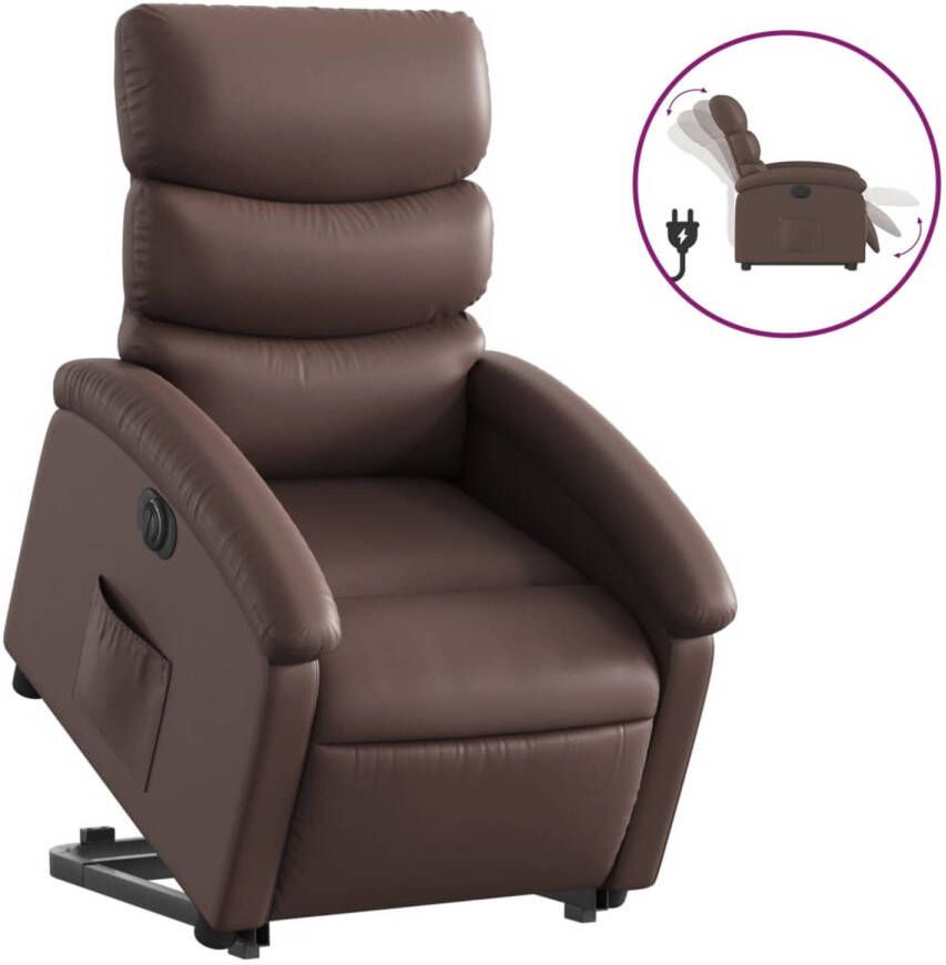 VIDAXL Sta-op-stoel elektrisch kunstleer bruin