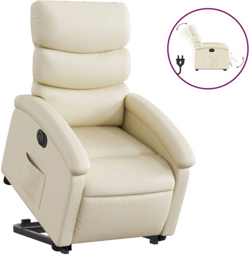 VidaXL Sta-op-stoel elektrisch kunstleer crèmekleurig - Foto 1