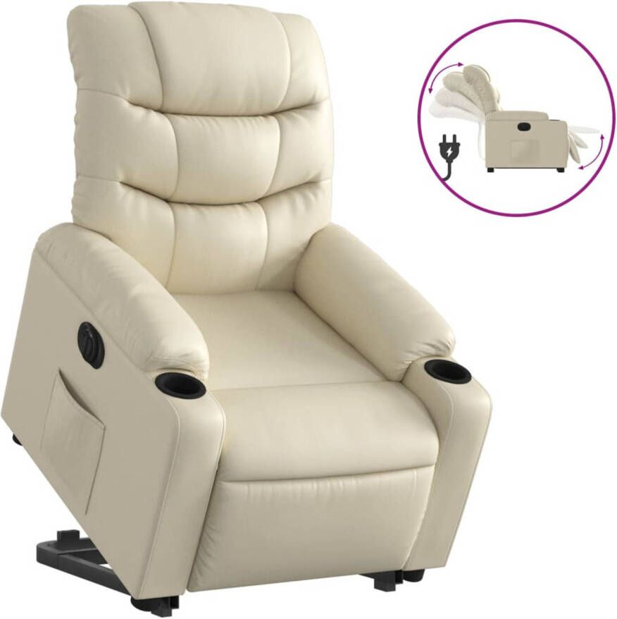 VIDAXL Sta-op-stoel elektrisch kunstleer crèmekleurig - Foto 1
