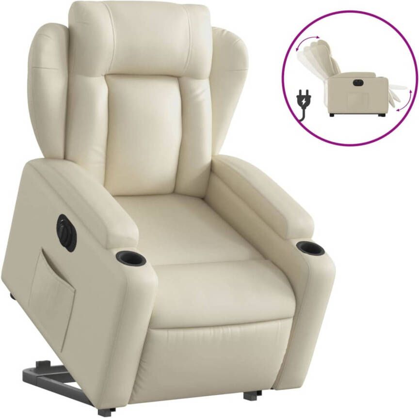 VidaXL Sta-op-stoel elektrisch kunstleer crèmekleurig