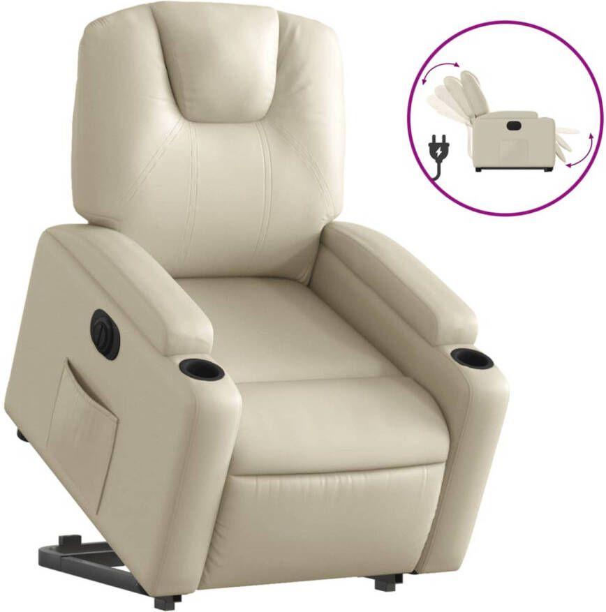 VIDAXL Sta-op-stoel elektrisch kunstleer crèmekleurig