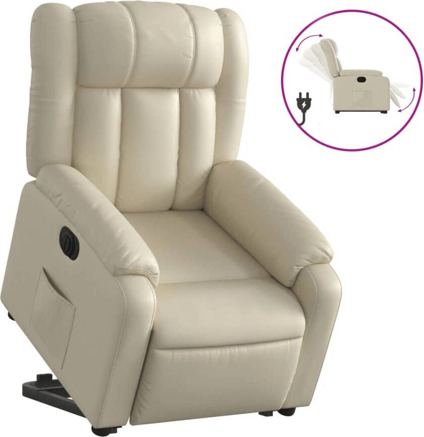VidaXL Sta-op-stoel elektrisch kunstleer crèmekleurig - Foto 1