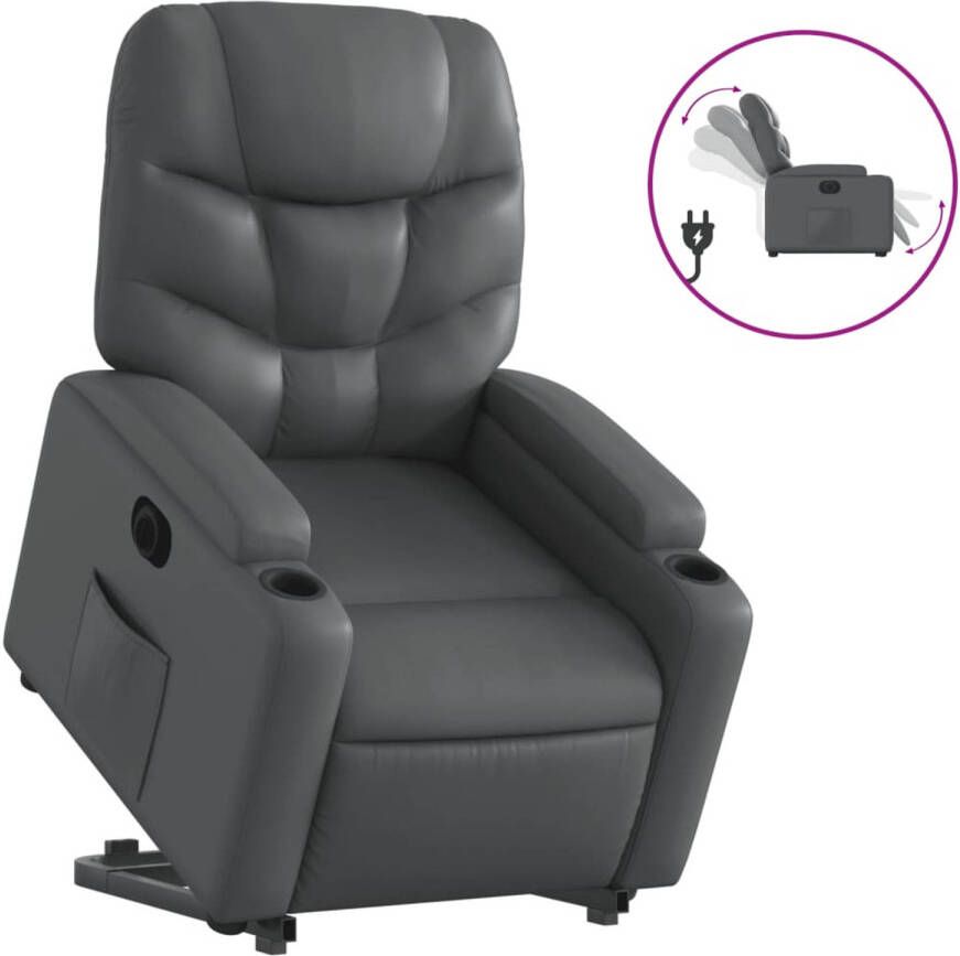 VidaXL Sta-op-stoel elektrisch kunstleer grijs