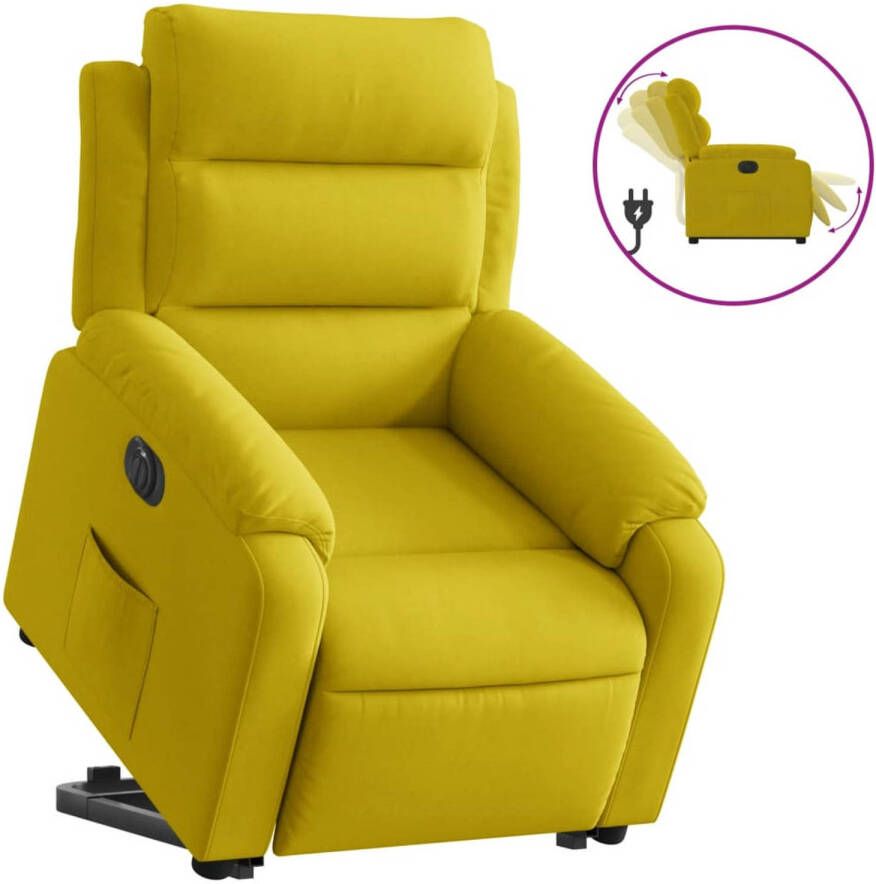 VidaXL Sta-op-stoel elektrisch verstelbaar fluweel geel - Foto 1