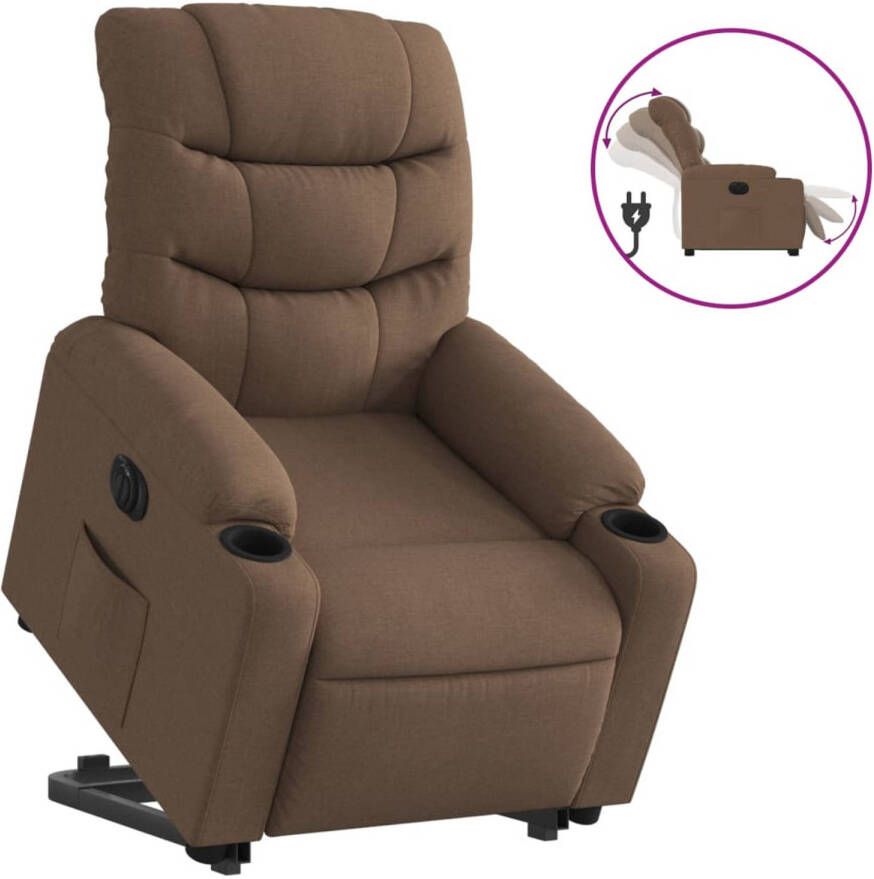 VidaXL Sta-op-stoel elektrisch verstelbaar stof bruin - Foto 1