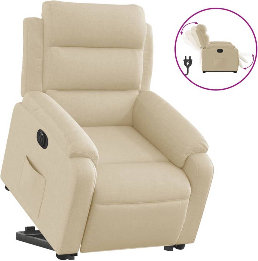 VidaXL Sta-op-stoel elektrisch verstelbaar stof crèmekleurig - Foto 1