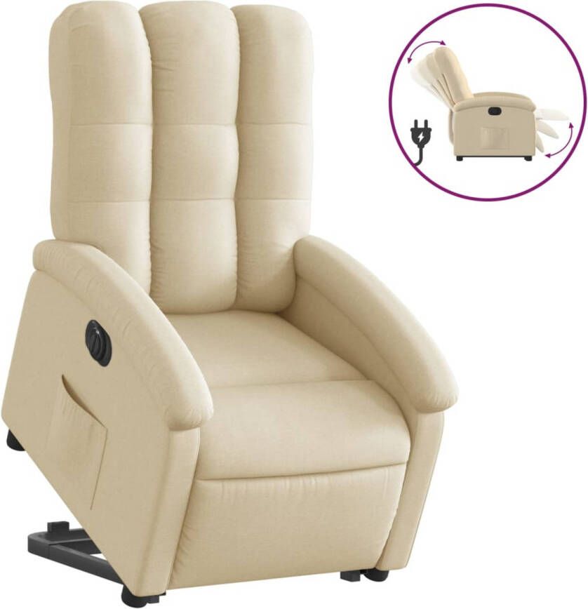 VIDAXL Sta-op-stoel elektrisch verstelbaar stof crèmekleurig