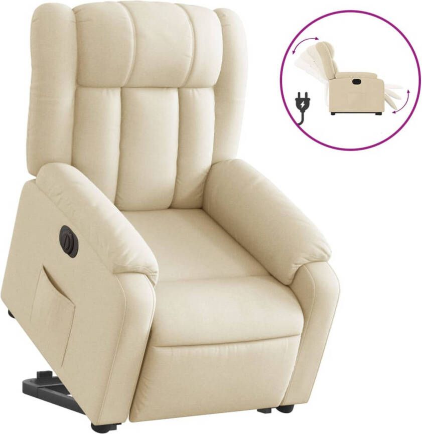 VidaXL Sta-op-stoel elektrisch verstelbaar stof crèmekleurig
