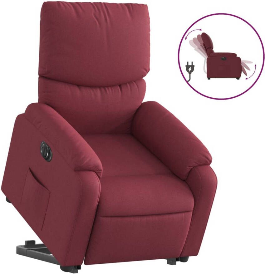 VidaXL Sta-op-stoel elektrisch verstelbaar stof wijnrood