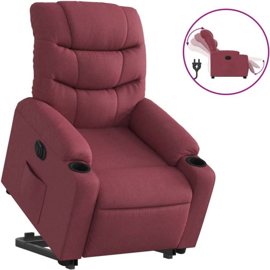 VIDAXL Sta-op-stoel elektrisch verstelbaar stof wijnrood - Foto 1