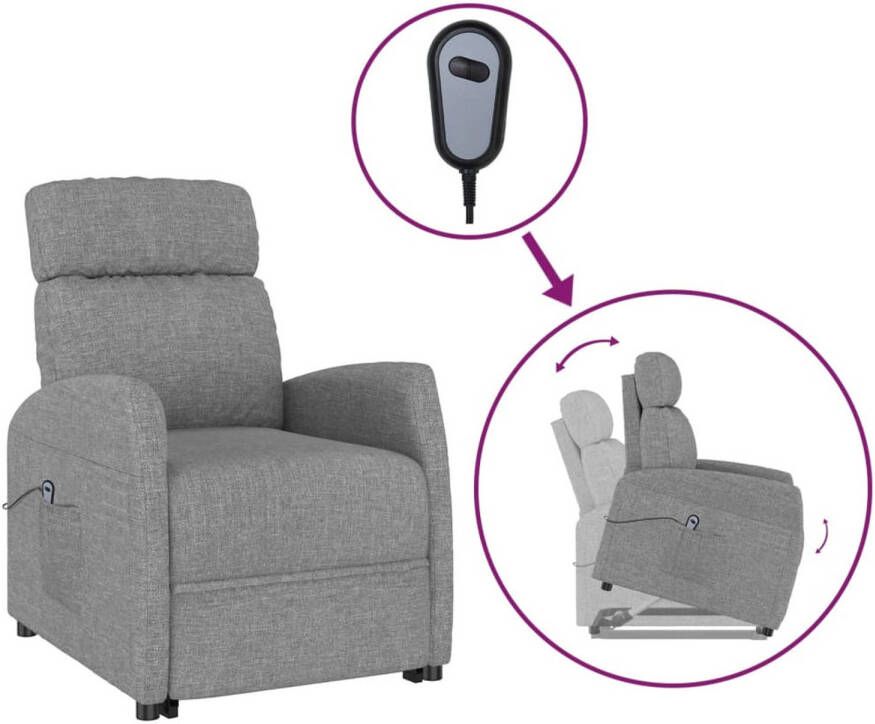 VidaXL Sta-op-stoel verstelbaar stof lichtgrijs