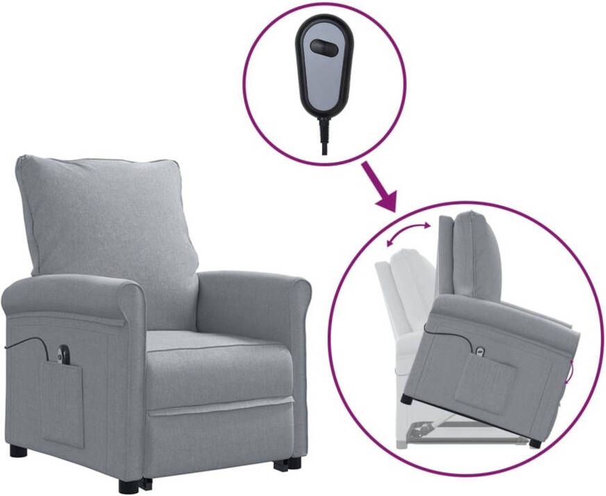 VidaXL Sta-opstoel verstelbaar stof lichtgrijs